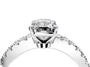 Solitaire Engagement Ring Setting for Emerald Cut Center with Single Row Accent Band and Prong Head in Sterling Silver