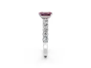 Shared-Prong Engagement Ring Setting for Fancy Pink Emerald Cut Center with Graduated Accents and Prong Head in Platinum