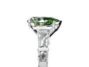 Bar-Set Engagement Ring Setting for Fancy Green Pear-Shaped Center with Tapered Baguette Accents and Prong Head in Platinum
