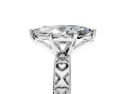 Solitaire Engagement Ring Setting for Marquise Center with XO Engraved Band and Prong Head in Sterling Silver