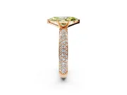 Solitaire Engagement Ring Setting for Fancy Yellow Marquise Center with Domed Multi-Row Pave Band and Prong Head in Rose Gold