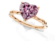 Solitaire Engagement Ring Setting for Fancy Pink Heart-Shaped Center with Bamboo Band and Prong Head in Rose Gold