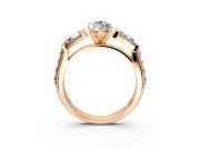 Channel-Set Engagement Ring Setting for Marquise Center with Baguette Band and Prong Head in Rose Gold