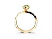 Solitaire Engagement Ring Setting for Fancy Yellow Marquise Center with Fine Pave Band and Claw Prong Head in Yellow Gold