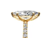 Solitaire Engagement Ring Setting for Marquise Center with Pave Accents and Prong Head in Yellow Gold