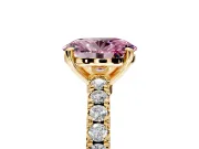 Solitaire Engagement Ring Setting for Fancy Pink Oval Center with Single Row Accent Band and Prong Head in Yellow Gold