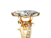 Solitaire Engagement Ring Setting for Marquise Center with Pave and Plain Crossover Band and Prong Head in Yellow Gold