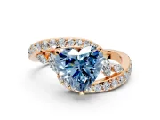 Solitaire Engagement Ring Setting for Fancy Blue Heart-Shaped Center with Pave Bypass Twist Band and Prong Head in Rose Gold