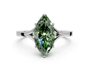 Solitaire Engagement Ring Setting for Fancy Green Marquise Center with Plain Split Shank and Prong Head in White Gold