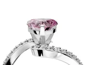 Solitaire Engagement Ring Setting for Fancy Pink Heart-Shaped Center with Pave Bypass Swirl Band and Prong Head in Sterling Silver