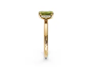 Hidden Halo Engagement Ring Setting for Fancy Yellow Emerald Cut Center with Thin Round-Wire Band and Prong Head in Yellow Gold
