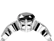 Leaf Engagement Ring Setting for Fancy Black Marquise Center with Milgrain Accent Band and Prong Head in Sterling Silver