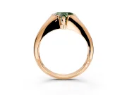 Tension Engagement Ring Setting for Fancy Green Heart-Shaped Center with Wide Tapered Band and Tension Head in Rose Gold