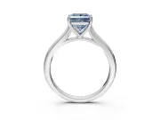Solitaire Engagement Ring Setting for Fancy Blue Princess Cut Center with Narrow Cathedral Band and Prong Head in White Gold