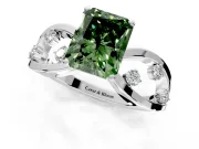 Solitaire Engagement Ring Setting for Fancy Green Radiant Cut Center with Criss-Cross Accent Band and Prong Head in White Gold