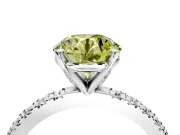 Solitaire Engagement Ring Setting for Fancy Yellow Round Cut Center with Fine Pave Band and Claw Prong Head in Platinum