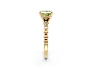 Solitaire Engagement Ring Setting for Fancy Yellow Princess Cut Center with Bezel-Dot Beaded Band and Prong Head in Yellow Gold