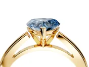Solitaire Engagement Ring Setting for Fancy Blue Heart-Shaped Center with Flat-Sided Plain Band and Prong Head in Yellow Gold