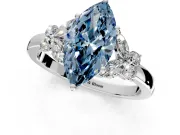 Solitaire Engagement Ring Setting for Fancy Blue Marquise Center with Marquise Flower Shoulders and Prong Head in Platinum