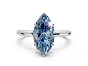 Low-Set Solitaire Engagement Ring Setting for Fancy Blue Oval Center with Thin Plain Band and Prong Head in Platinum