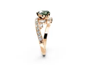 Solitaire Engagement Ring Setting for Fancy Green Heart-Shaped Center with Pave Bypass Twist Band and Prong Head in Rose Gold