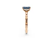 Solitaire Engagement Ring Setting for Fancy Blue Emerald Cut Center with Bamboo Band and Prong Head in Rose Gold