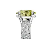 Solitaire Engagement Ring Setting for Fancy Yellow Oval Center with Multi-Row Pave Accents and Basket Head in White Gold