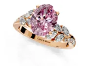 Solitaire Engagement Ring Setting for Fancy Pink Oval Center with Marquise Accent Twist Band and Prong Head in Rose Gold