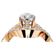 Halo Engagement Ring Setting for Pear-Shaped Center with Pave Infinity Twist Band and Prong Head in Rose Gold