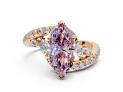 Solitaire Engagement Ring Setting for Fancy Pink Marquise Center with Pave Bypass Twist Band and Prong Head in Rose Gold