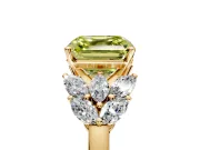 Leaf Cluster Engagement Ring Setting for Fancy Yellow Asscher Cut Center with Marquise Accents and Prong Head in Yellow Gold