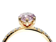 Solitaire Engagement Ring Setting for Fancy Pink Marquise Center with Micro Pave Band and Prong Head in Yellow Gold