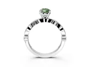 Solitaire Engagement Ring Setting for Fancy Green Pear-Shaped Center with Milgrain Bezel Accents and Prong Head in Platinum
