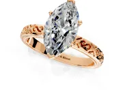 Solitaire Engagement Ring Setting for Marquise Center with Scrollwork Band and Prong Head in Rose Gold