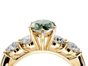 5 Stone Engagement Ring Setting for Fancy Green Marquise Center with Graduated Accents and Prong Head in Yellow Gold