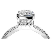 Solitaire Engagement Ring Setting for Radiant Cut Center with Raised Channel Band and Prong Head in Sterling Silver