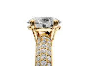 Solitaire Engagement Ring Setting for Oval Center with Multi-Row Pave Accents and Basket Head in Yellow Gold