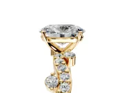 Solitaire Engagement Ring Setting for Oval Center with Bar-Station Pave Twist and Prong Head in Yellow Gold
