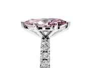 Solitaire Engagement Ring Setting for Fancy Pink Marquise Center with Fine Pave Band and Claw Prong Head in Platinum