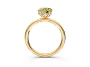 Hidden Halo Engagement Ring Setting for Fancy Yellow Heart-Shaped Center with Thin Rounded Band and Prong Head in Yellow Gold