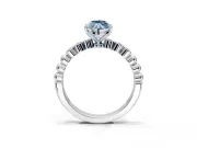 Solitaire Engagement Ring Setting for Fancy Blue Marquise Center with Bezel-Dot Beaded Band and Prong Head in Sterling Silver