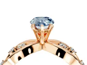 Solitaire Engagement Ring Setting for Fancy Blue Pear-Shaped Center with Criss-Cross Accent Band and Prong Head in Rose Gold