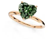 Hidden Halo Engagement Ring Setting for Fancy Green Heart-Shaped Center with Thin Rounded Band and Prong Head in Rose Gold