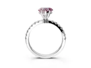 Open Basket Engagement Ring Setting for Fancy Pink Heart-Shaped Center with Pave Band and Prong Head in Sterling Silver