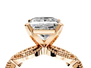 Solitaire Engagement Ring Setting for Princess Cut Center with Marquise Panel Band and Prong Head in Rose Gold