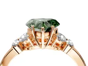 Solitaire Engagement Ring Setting for Fancy Green Heart-Shaped Center with Marquise Flower Shoulders and Prong Head in Rose Gold