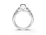 Solitaire Engagement Ring Setting for Fancy Black Radiant Cut Center with Graduated Shared Prongs and Prong Head in Platinum