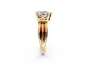 Solitaire Engagement Ring Setting for Pear-Shaped Center with Grooved Bar Accent Band and Prong Head in Yellow Gold