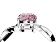 Solitaire Engagement Ring Setting for Fancy Pink Cushion Cut Center with Twisted Pave Band and Prong Head in Platinum