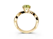 Crossover Engagement Ring Setting for Fancy Yellow Round Cut Center with Pave and Plain Strands and Prong Head in Yellow Gold